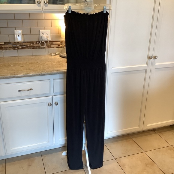 Black Wide Leg Jumpsuit Lightweight Size Large Strapless by Grass Collection - Picture 1 of 6